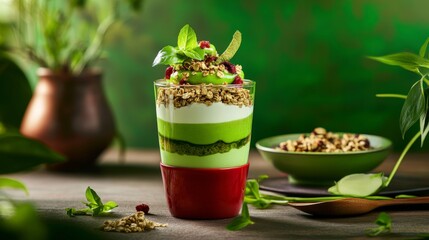 Layered Green Dessert Parfait - A Healthy and Delicious Treat