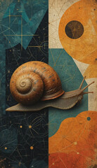 Snail . Animal illustration . Oil paint . Printable pattern for wall decorations , covers , wallpapers
