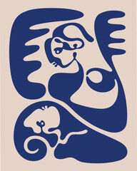 abstract blue shape of human body expression