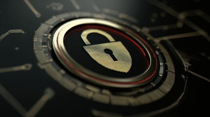 Obraz premium Detailed Representation of a Security Icon with Padlock on Screen for Digital Protection and Safety Concepts