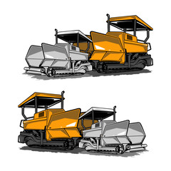 asphalt spreader vector design,asphalt paving,isolated machine,asphalt pavers,heavy equipment illustration,editable asphalt heavy vehicle vector design