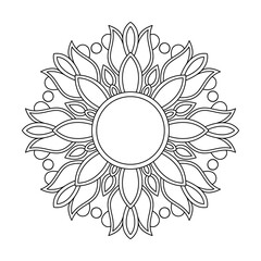 Sacred Geometry Mandala in Black and White Coloring Book Page