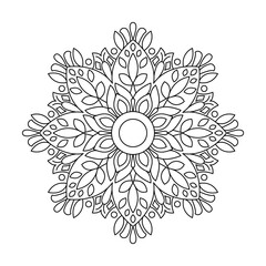 Boho Chic Circular Mandala for Coloring Book Page