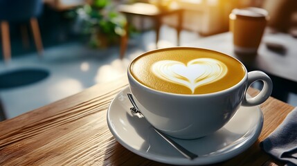 Heart Latte Art Coffee in Cozy Cafe - Cozy aesthetic