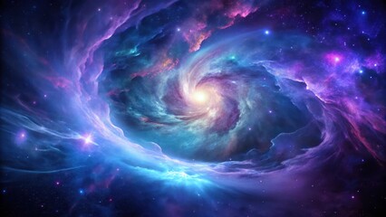 Softly glowing nebula with swirling purple and blue hues against a dark background, nebula, galaxy, nebula