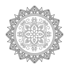 Engraved Spiral Mandala for Coloring Book Page