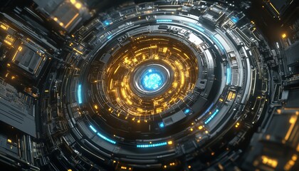 Fototapeta premium Complex Quantum Computing Core Futuristic Tech and Data Processing