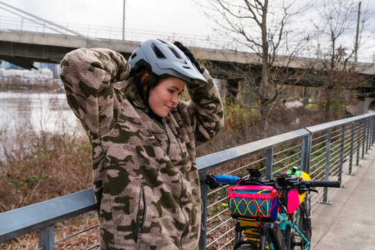 getting ready to bike 