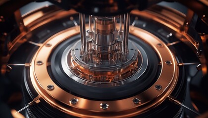 Intricate Quantum Computing Engine Core Close-up Futuristic Technology Illustration