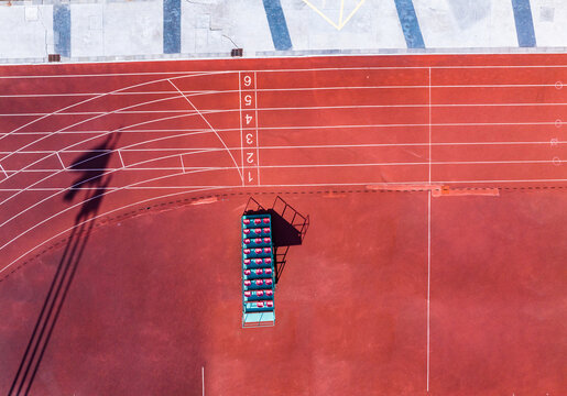 Aerial View of Rubber Running Track and Judges' Stand