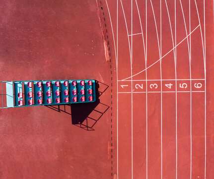 Aerial View of Rubber Running Track and Judges' Stand