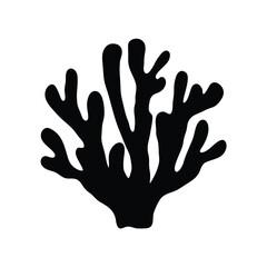 Fototapeta premium Black silhouette of coral reef, marine ecosystem illustration