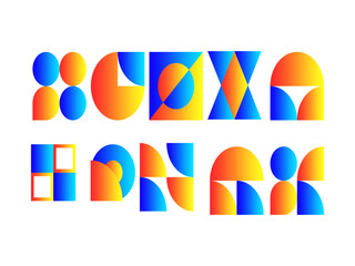 Gradient Bauhaus Geometric Shapes Element