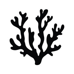 Black silhouette of coral reef, marine ecosystem illustration