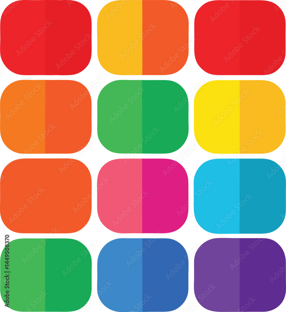 Poster abstract colorful design with a set of glossy web buttons featuring various shapes and vibrant color