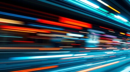 City Lights Streaks: A long exposure photograph captures the vibrant streaks of city lights, as traffic blurs in a dynamic spectacle of urban energy and motion.