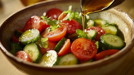 Vibrant Summer Salad with Fresh Tomatoes and Cucumbers