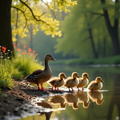Fototapeta premium ducks on the lake