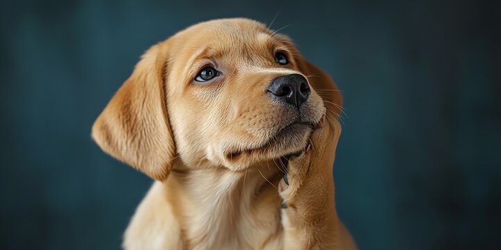 Labrador puppy thinking cute dog