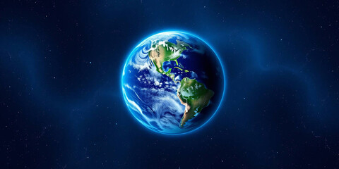 Fototapeta premium Digital illustration of Earth set against a backdrop of a star-filled universe