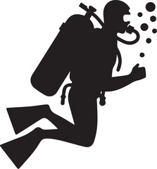 Black silhouette of scuba diver