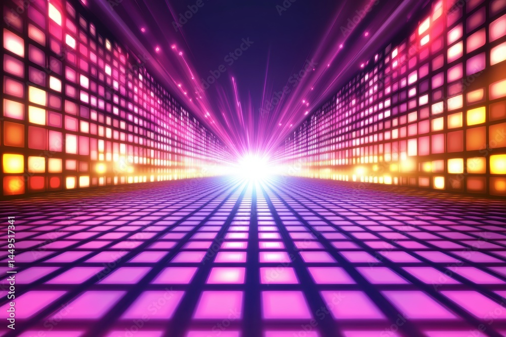 Aufkleber abstract perspective of glowing squares and lines in a futuristic digital space