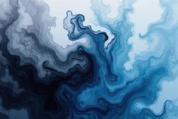 Papier peint photo Mesmerizing Ink in Water: Dark Gray & Pale Blue Organic Patterns in Experimental Photography