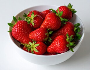 Fresh Red Strawberries In White Bowl
