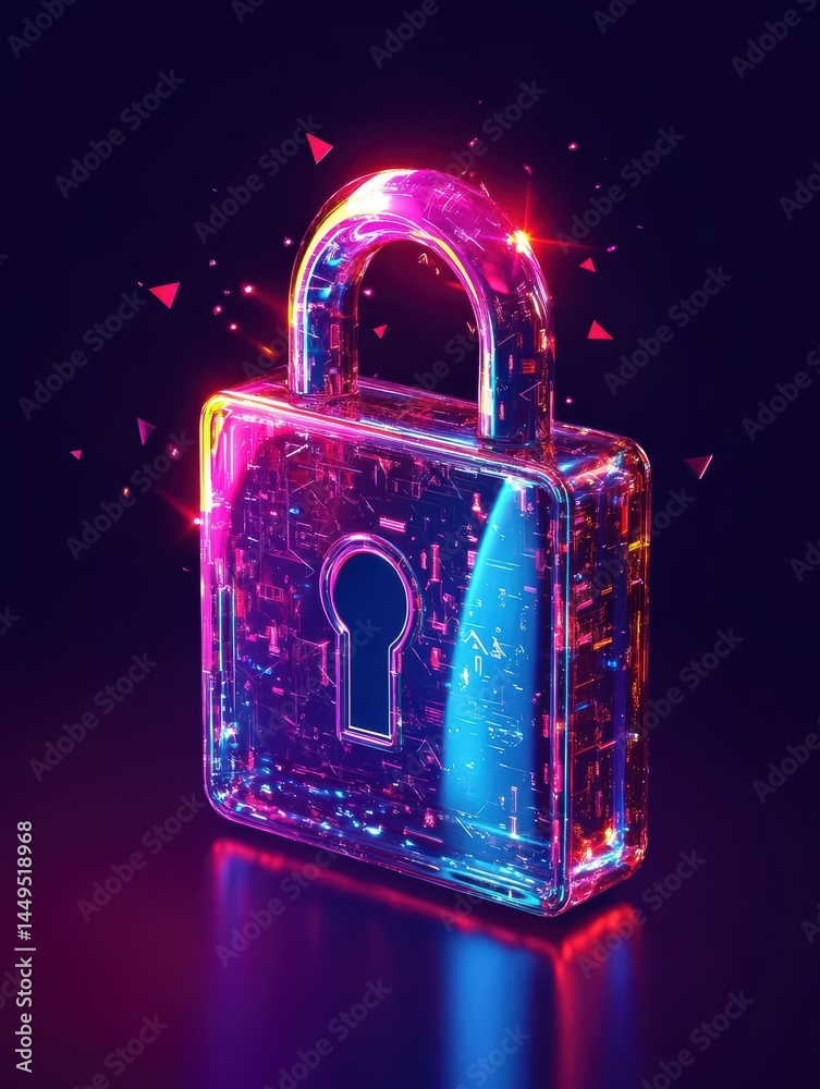 Leinwandbilder Digital Security Lock Concept with Glowing Circuitry and Futuristic Design Elements for Cyber Protection