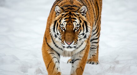 Naklejka premium Tiger Walking in Snow