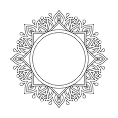 Artistic Floral Infinity Mandala in Black and White Coloring Book Page