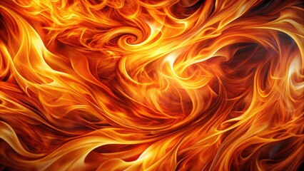 Dynamic flames engulf a mesmerizing abstract background with swirling patterns of deep oranges and fiery reds, evoking an intense and dynamic atmosphere , intense, fire