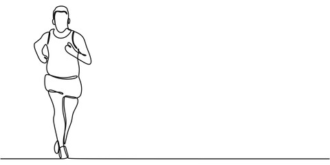 Continuous Line Drawing Jogger Action. Sport Fitness Minimal Vector Design.