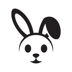 Black bunny face silhouette vector. Bunny head icon. Vector illustration eps 10