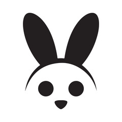 Black bunny face silhouette vector. Bunny head icon. Vector illustration eps 10