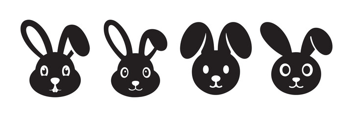 Black bunny face silhouette vector. Bunny head icon. Vector illustration eps 10