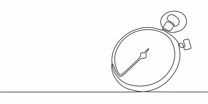 Continuous Line Art Timer Stopwatch Icon. Fitness Time Vector Graphic.