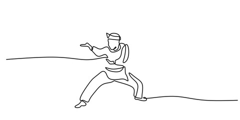Fototapeta premium Minimalist Single Line Martial Arts. Sport Fitness Vector Graphic.