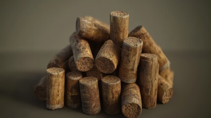 a bunch of wine corks that are stacked together in a pile. generative ai