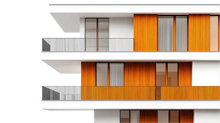 Obraz premium Modern Apartment Building Exterior with Orange Accents