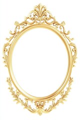 Elegant Golden Frame with Ornate Details for Portraits and Decorative Art Projects on White