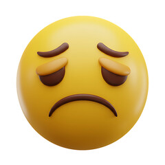 Fototapeta premium Sad emoji image download for social media posts and expressing feelings and emotions online use as icon on transparent background