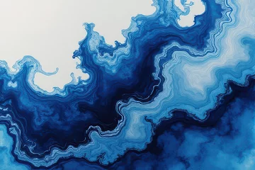 Mesmerizing Ink Swirls: Close-Up Abstract Photography of Navy & Ivory Blending in Water