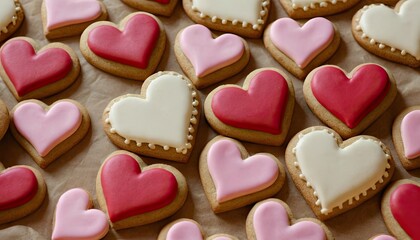Fototapeta premium Top view of delicious valentine's day cookies 1