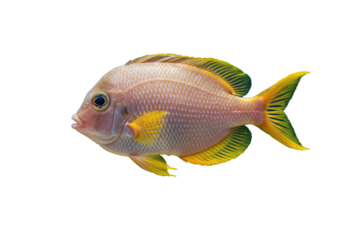 Radiant Reef Dweller A yellowfinned fish swims in the oceans abyss