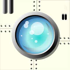 vector illustration of submarine glass windows with metal frame