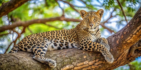Leopard peacefully resting in a tree in Tarangire National Park, tree, wildlife,  tree, wildlife,leopard