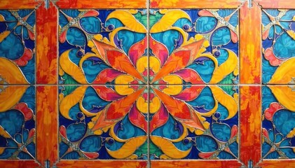 Geometrically repeating tile sample, showcasing vibrant hues and clean lines, geometric, angle, pattern