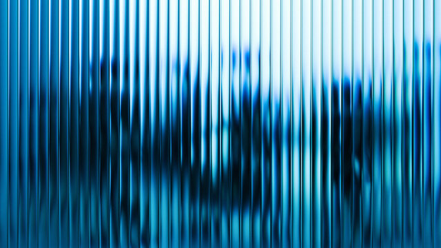 Blurred Figure Silhouettes Behind Fluted Glass Window