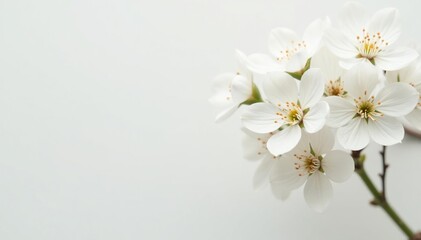 Fototapeta premium Delicate white blossoms against a pure white backdrop , isolated, pure